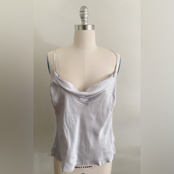By Anthropologie Silky Slouchy Cami top SIZE L silver color new nwt - Picture 8 of 8